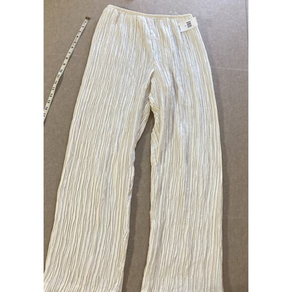 Caroline Rose Plisse Pants Set 2 Piece New Top Sz L Pants Sz M Ivory - Picture 13 of 16
